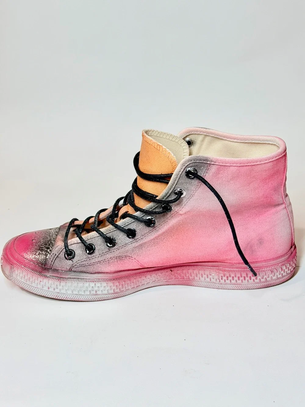 Acne Pink Gradient High-Top Canvas Sneakers